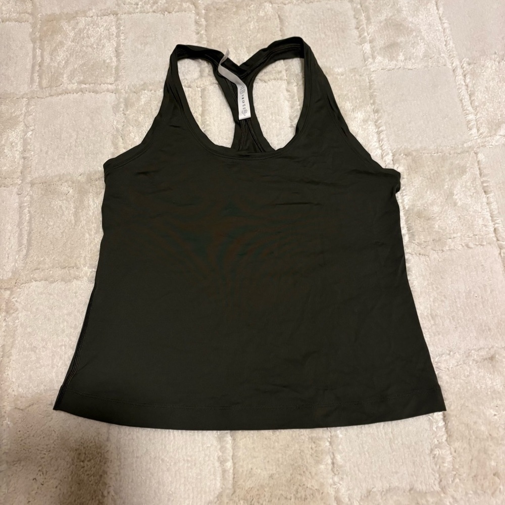 Lululemon Cropped Olive Green Tank Top 8